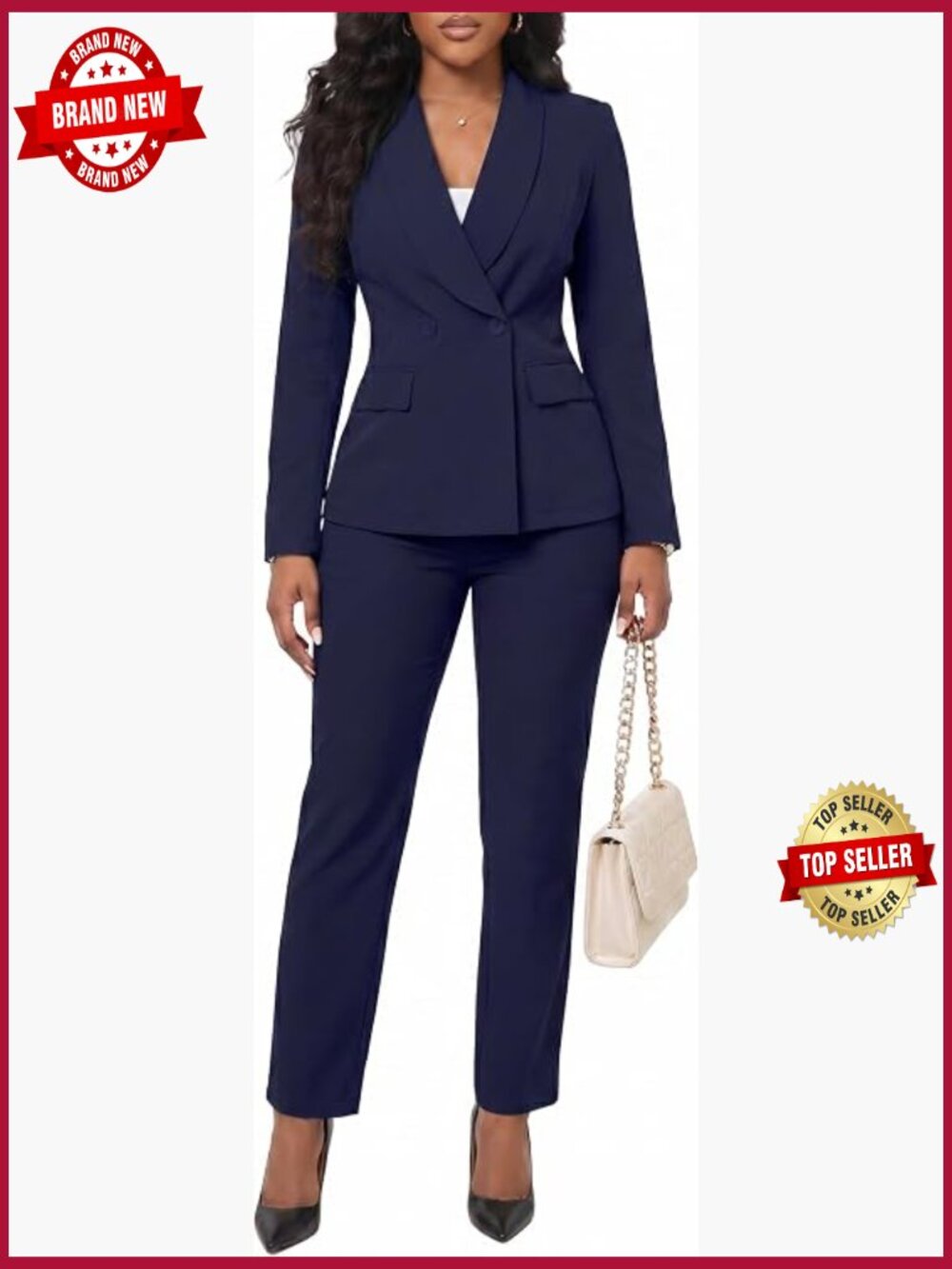 2 Piece Blazer Set Business Suit Pants Long Sleeve Formal Work Office Outfit